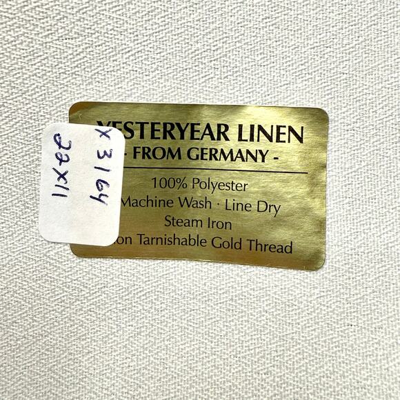 German Embroidered Christmas Table Runner 11x22 Gold Thread Poinsettia Place Mat - Picture 4 of 7